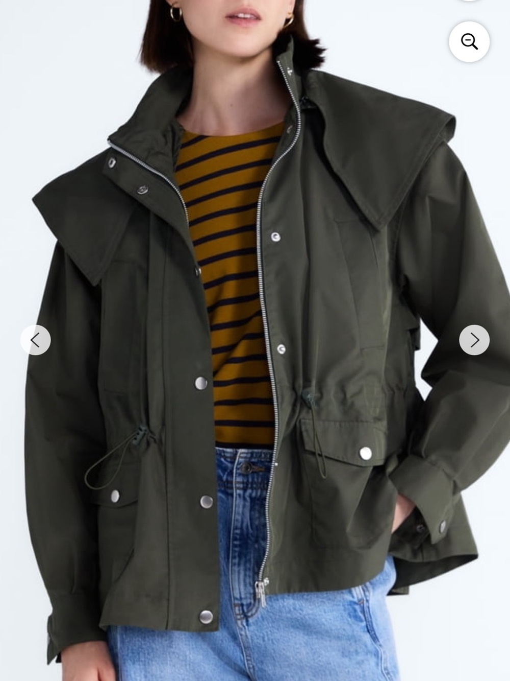 NWT Free Assembly Women's size Med Olive cinched utility Jacket removable hood